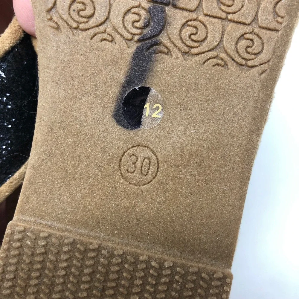 Joyfolie Amara Sandal Girls Toddler 12 Black Glitter Rhinestone Heel Strap